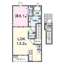 ヴォラーレ・フェリブレッサ　I 202 2階1LDKの間取り
