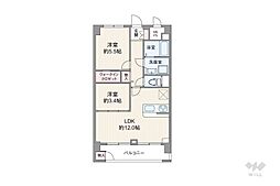 東建マンション学芸大 2LDKの間取図画像