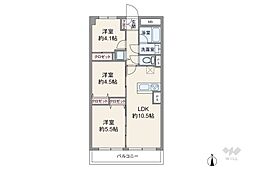 南幸第二KSマンションA棟 3LDKの間取図画像