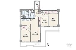 南馬込スカイハイツ 3LDKの間取図画像