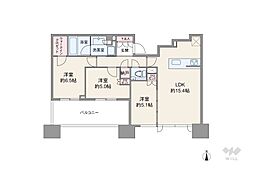シティタワー武蔵小杉 3LDKの間取図画像
