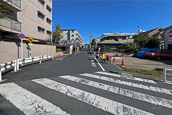 敷地の南東側前面道路（南西側から）