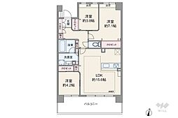 京急シティ多摩川 3LDKの間取図画像