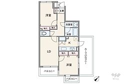 梶が谷ビューハイツ 2LDKの間取り