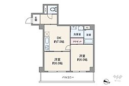 セザールたまプラーザ 2DKの間取図画像