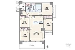 アトラスシティ千歳烏山グランスイート 杜ノ棟(4階/4階建) 4LDKの間取図画像