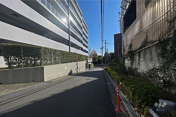 敷地西側の前面道路（北側から）