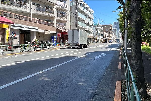 敷地南側の前面道路(南西側から)
