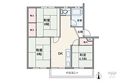 白幡台住宅2号棟 3DKの間取図画像