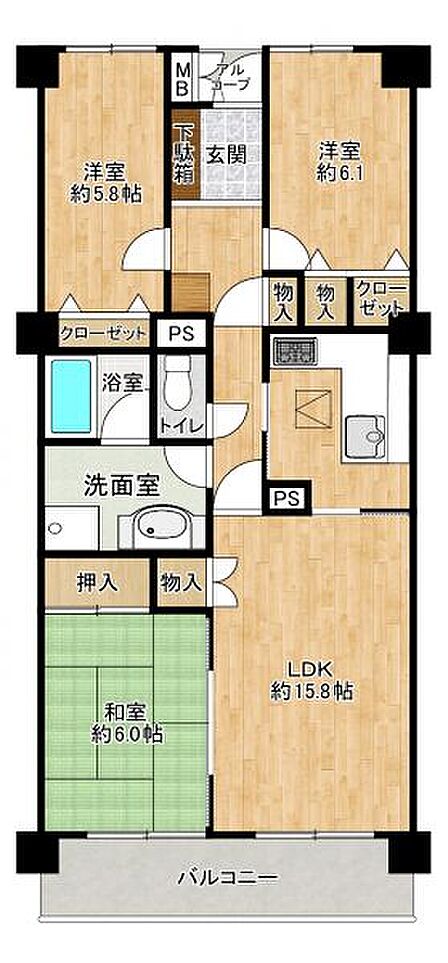 3LDK 間取り