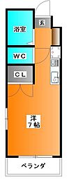 エスポワール 1階ワンルームの間取り