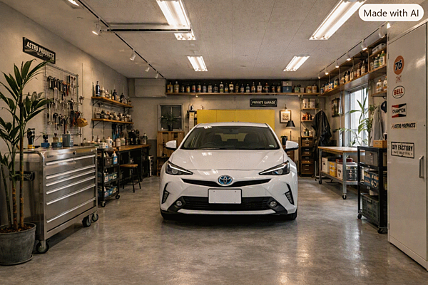 作業場・倉庫としても利用可能な広々スペース。  お車やバイクがご趣味の方には、ビルトインガレージとしてのご利用もおすすめです。(インナーガレージとして使われる際のイメージ写真になります)