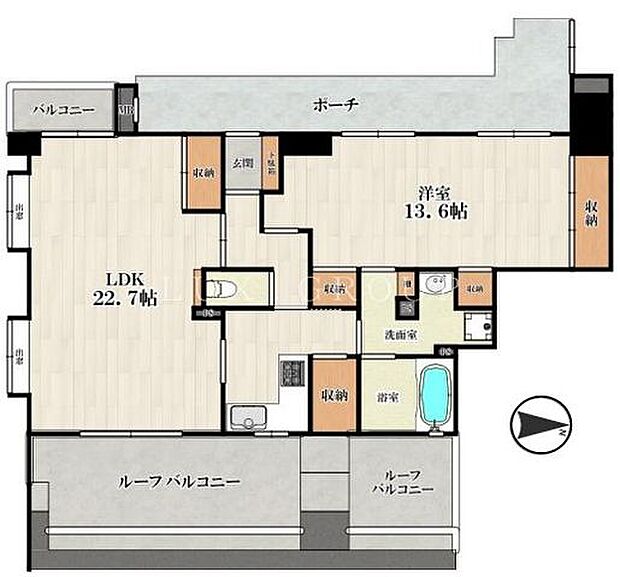 最上階・角部屋・ルーフバルコニー付きの解放的な住まい。収納、設備も充実しています。