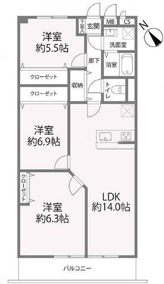 全居室5.5帖以上のゆとりある3LDK。収納スペースも充実。綺麗な室内で快適な新生活をお過ごしください♪