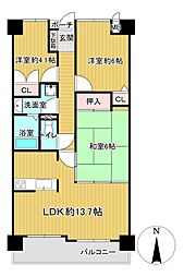 朝日プラザプレール岸里 3LDKの間取り