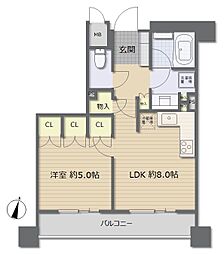 レフィール日本橋本町 1LDKの間取り
