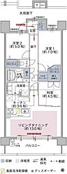ライオンズ加木屋ランドマークヒルズ 3LDKの間取図画像