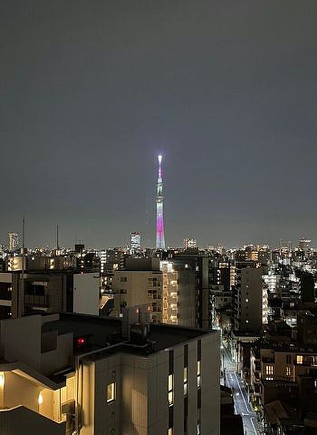 景色が良く、お部屋・バルコニーよりスカイツリーも望めます（夜景）