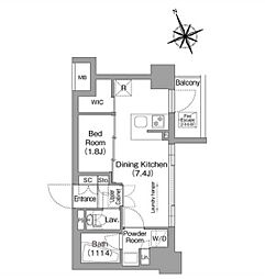 東京メトロ東西線 葛西駅 徒歩8分の賃貸マンション 6階1DKの間取り
