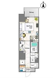 東武亀戸線 亀戸駅 徒歩2分の賃貸マンション 13階1Kの間取り