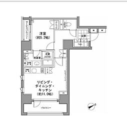 都営浅草線 宝町駅 徒歩3分の賃貸マンション 7階1LDKの間取り