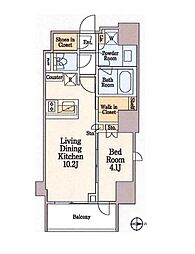 東京メトロ東西線 木場駅 徒歩4分の賃貸マンション 7階1LDKの間取り