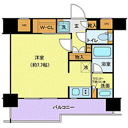 東京メトロ半蔵門線 水天宮前駅 徒歩9分の賃貸マンション 6階ワンルームの間取り