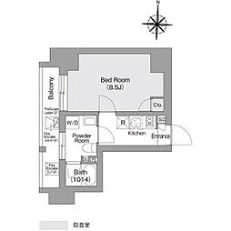都営新宿線 森下駅 徒歩5分の賃貸マンション 4階1Kの間取り
