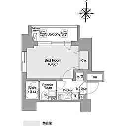都営新宿線 森下駅 徒歩5分の賃貸マンション 8階1Kの間取り