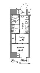 都営大江戸線 門前仲町駅 徒歩10分の賃貸マンション 12階1DKの間取り