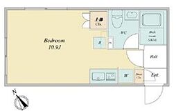 東京メトロ半蔵門線 清澄白河駅 徒歩6分の賃貸マンション 3階ワンルームの間取り