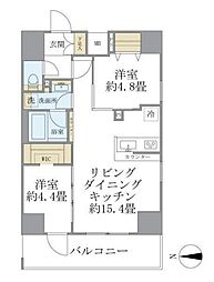 東京メトロ東西線 葛西駅 徒歩5分の賃貸マンション 9階2LDKの間取り