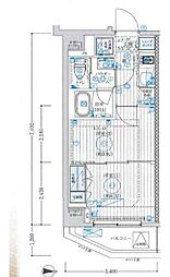 都営新宿線 大島駅 徒歩7分の賃貸マンション 6階2Kの間取り