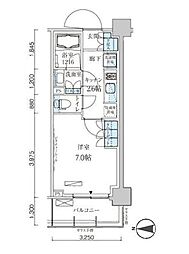 都営新宿線 菊川駅 徒歩9分の賃貸マンション 6階1Kの間取り