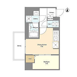 都営新宿線 菊川駅 徒歩3分の賃貸マンション 6階1DKの間取り