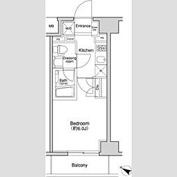 都営大江戸線 森下駅 徒歩1分の賃貸マンション 5階1Kの間取り