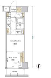 都営大江戸線 森下駅 徒歩2分の賃貸マンション 3階1DKの間取り