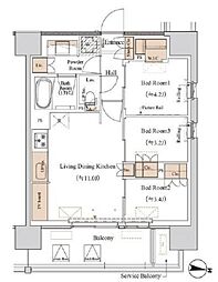 東京メトロ東西線 木場駅 徒歩7分の賃貸マンション 5階3LDKの間取り
