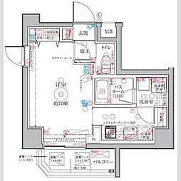 JR総武線 亀戸駅 徒歩10分の賃貸マンション 6階ワンルームの間取り
