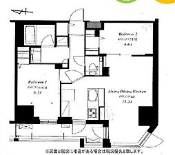 都営新宿線 菊川駅 徒歩4分の賃貸マンション 9階2LDKの間取り