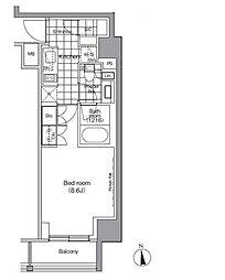 東京メトロ東西線 門前仲町駅 徒歩2分の賃貸マンション 7階1Kの間取り