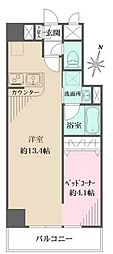 東京メトロ半蔵門線 錦糸町駅 徒歩10分の賃貸マンション 6階ワンルームの間取り