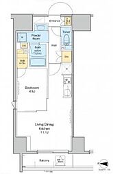 都営大江戸線 両国駅 徒歩8分の賃貸マンション 4階1LDKの間取り