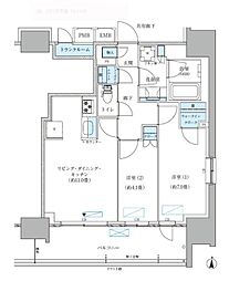 都営新宿線 西大島駅 徒歩3分の賃貸マンション 13階2LDKの間取り