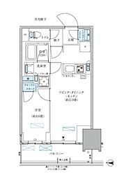 都営新宿線 西大島駅 徒歩3分の賃貸マンション 9階1LDKの間取り