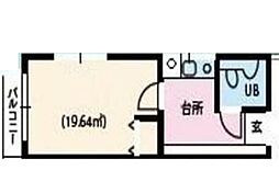 東京メトロ東西線 西葛西駅 徒歩12分の賃貸マンション 2階1Kの間取り
