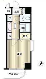 東京メトロ東西線 葛西駅 徒歩12分の賃貸マンション 1階1Kの間取り