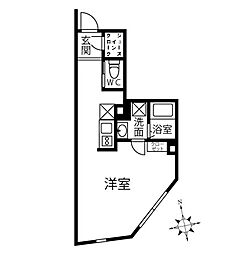 東京メトロ東西線 木場駅 徒歩8分の賃貸マンション 1階ワンルームの間取り