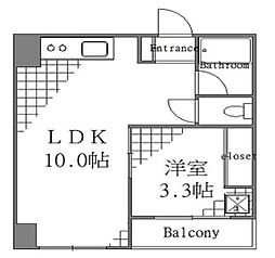都営大江戸線 門前仲町駅 徒歩7分の賃貸マンション 3階1LDKの間取り