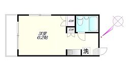 JR京葉線 越中島駅 徒歩10分の賃貸マンション 2階ワンルームの間取り